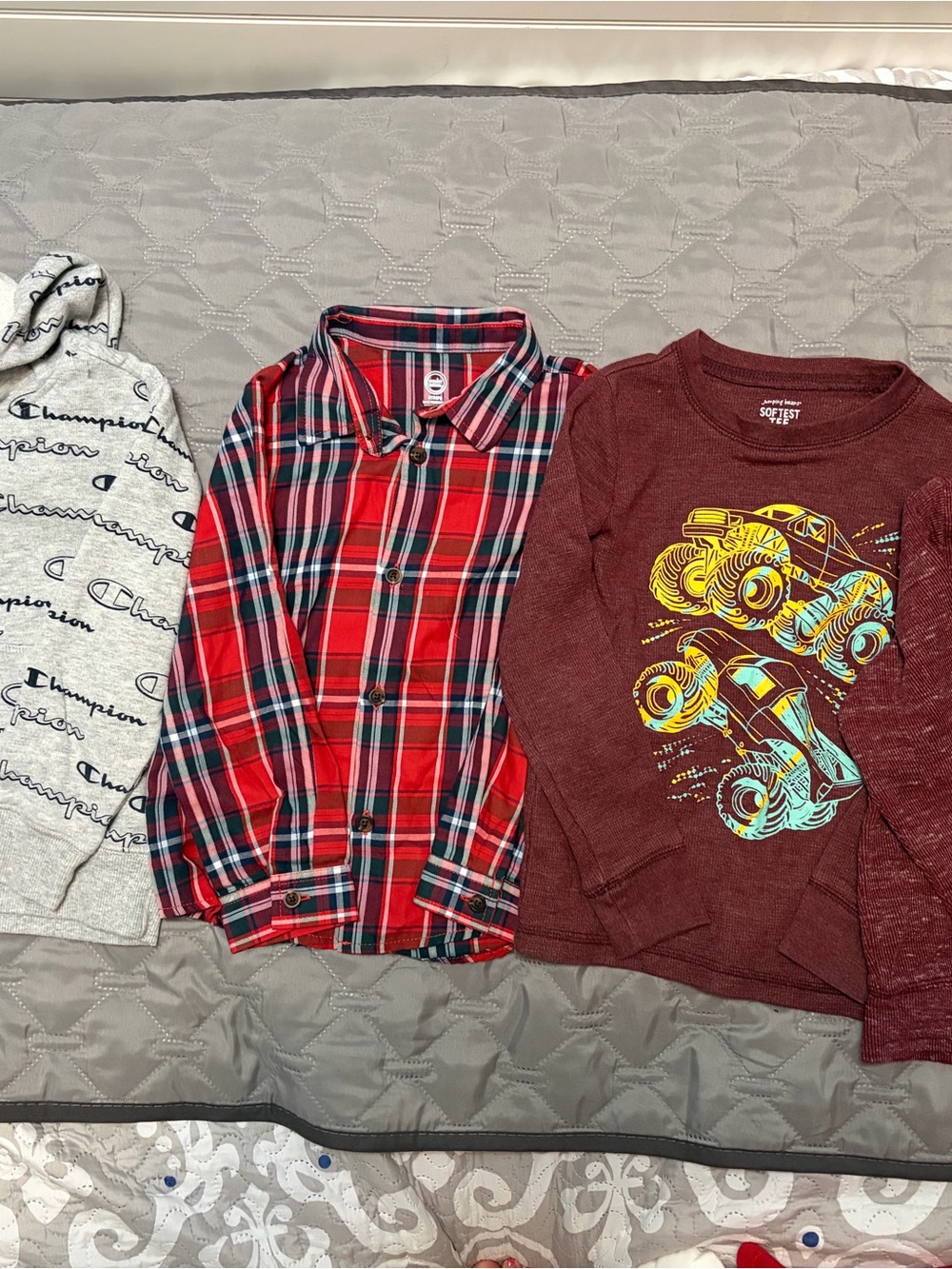 Champion Red Plaid Long-Sleeve Button-Up Shirt for Kids